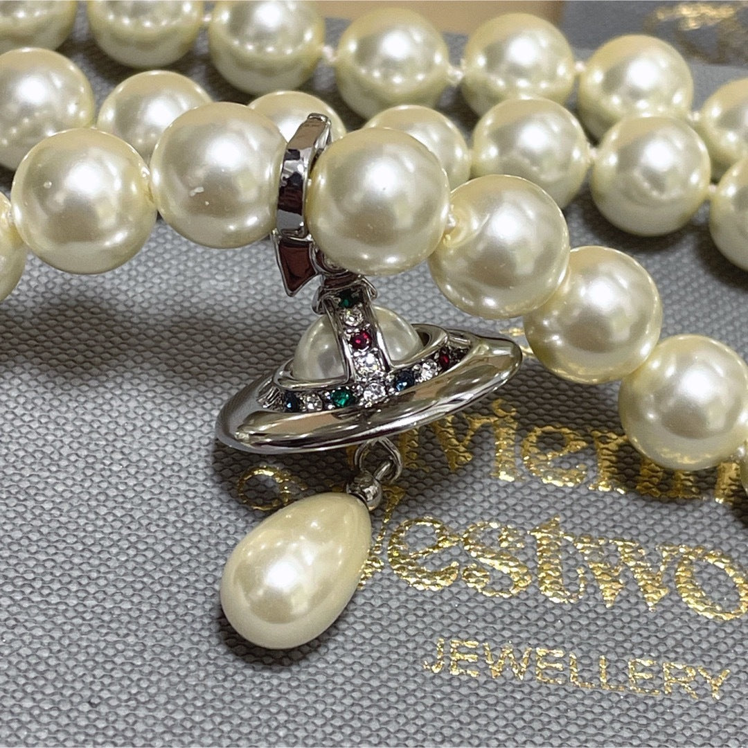 Vivienne Westwood Triple Layered Pearl Drop Choker Necklace