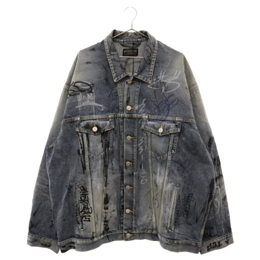 Balenciaga Graffiti Oversized Denim Jacket, Jackets
