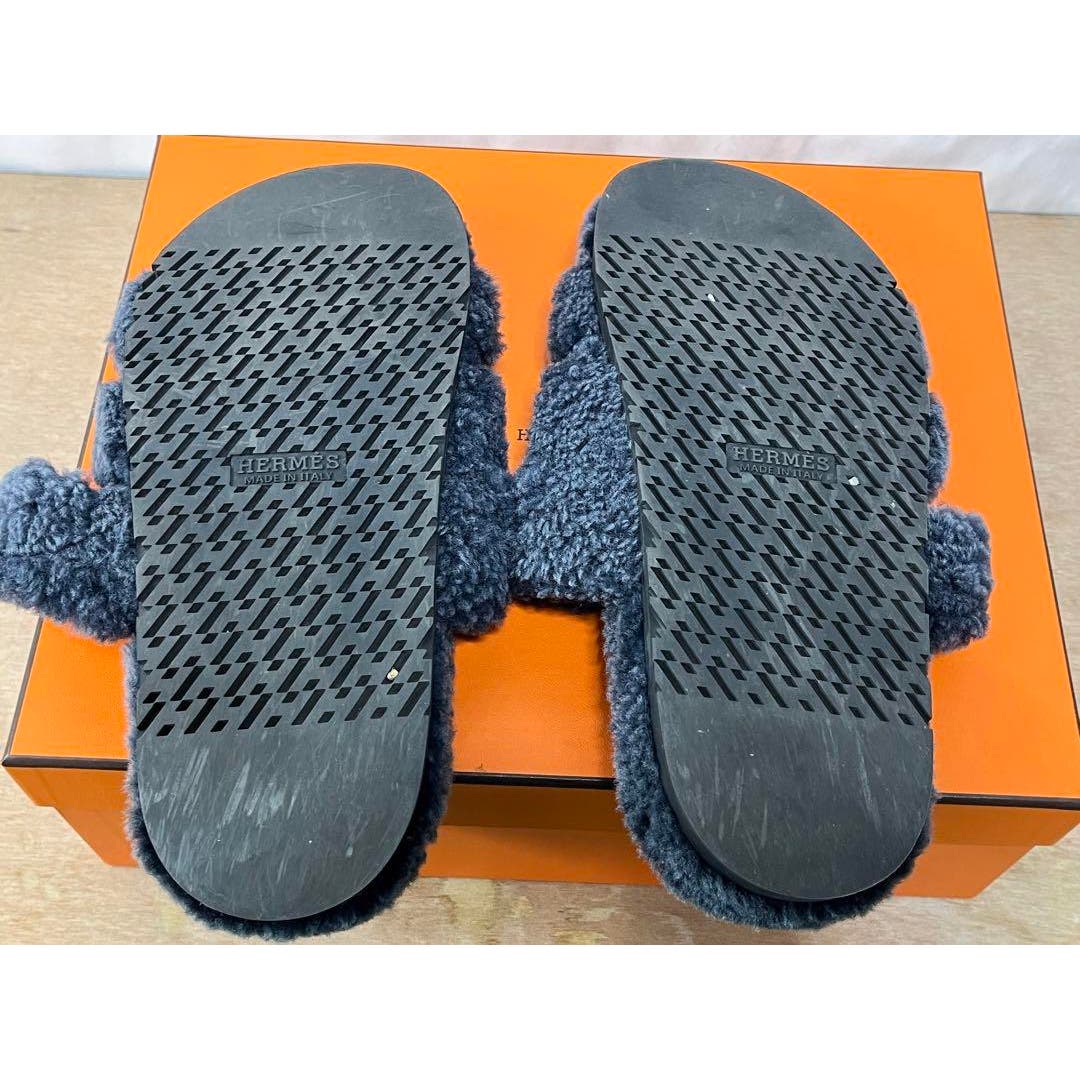 HERMES WOOLSKIN CHYPRE SANDALS