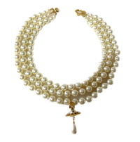 Thumbnail for Vivienne Westwood Triple Layered Pearl Drop Choker Necklace