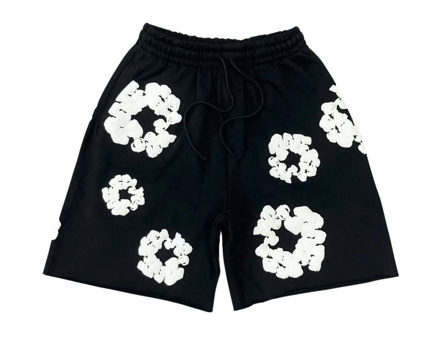 Denim Tears Black Cotton Wreath Sweatshorts