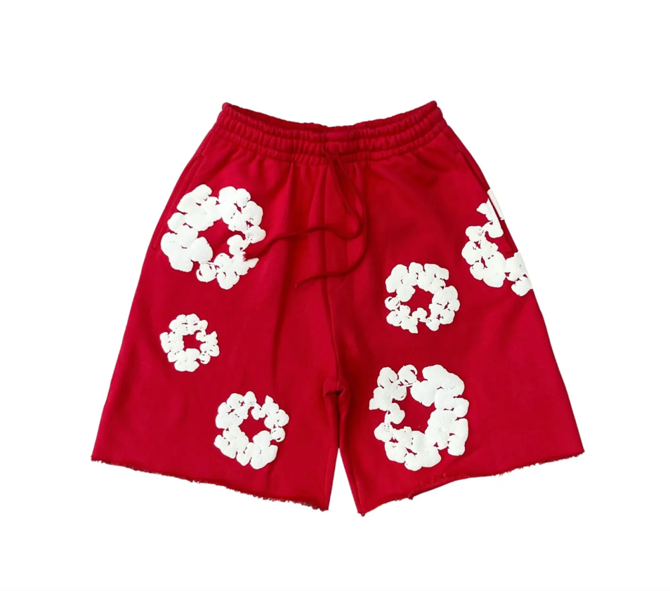 Denim Tears Red Cotton Wreath Sweatshorts