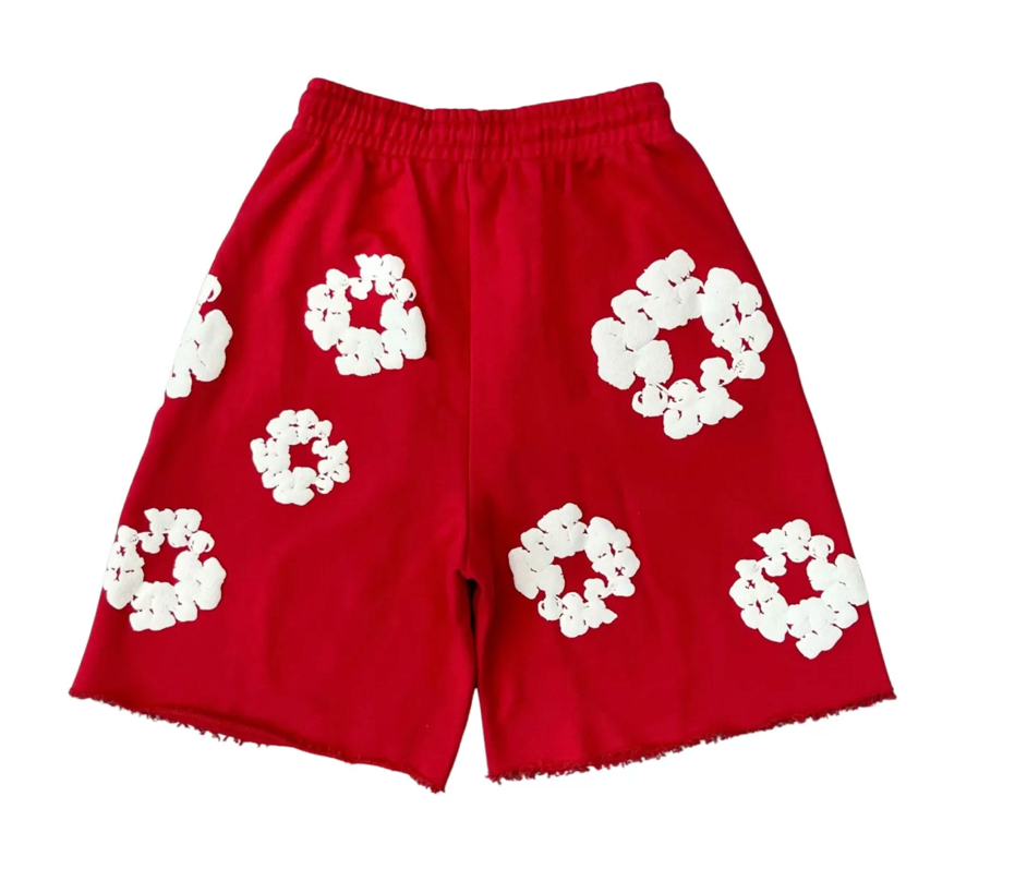 Denim Tears Red Cotton Wreath Sweatshorts