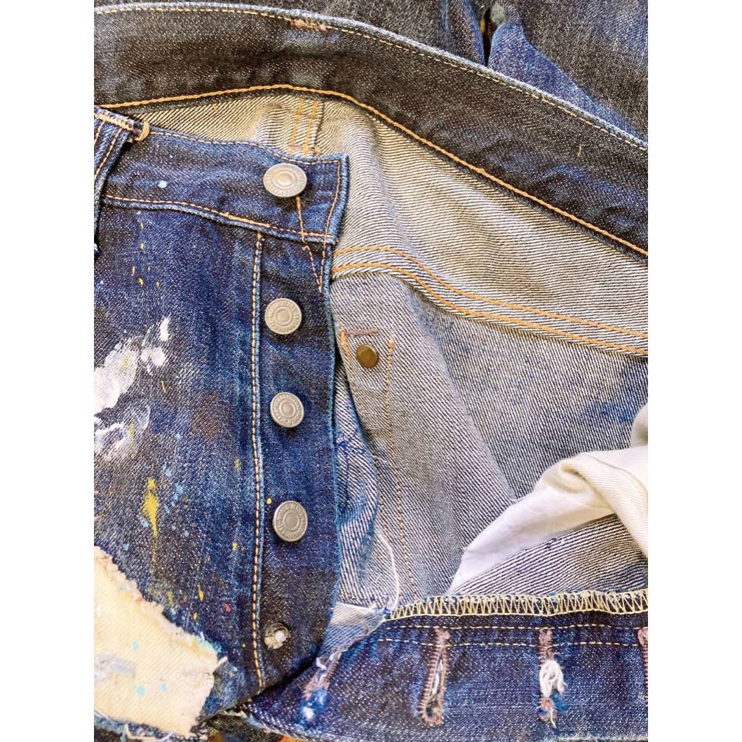 KAPITAL Genuine Indigo Boro Reconstructed Sashiko Remake Painted Denim