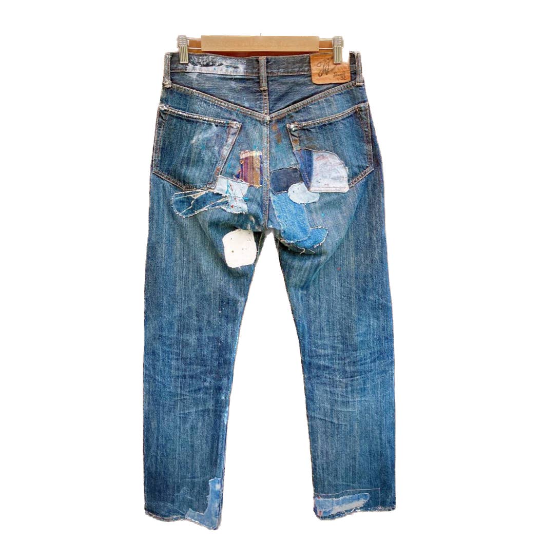 KAPITAL Genuine Indigo Boro Reconstructed Sashiko Remake Painted Denim