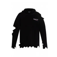 Thumbnail for Balenciaga Black Double-Layered Campaign Logo Hoodie