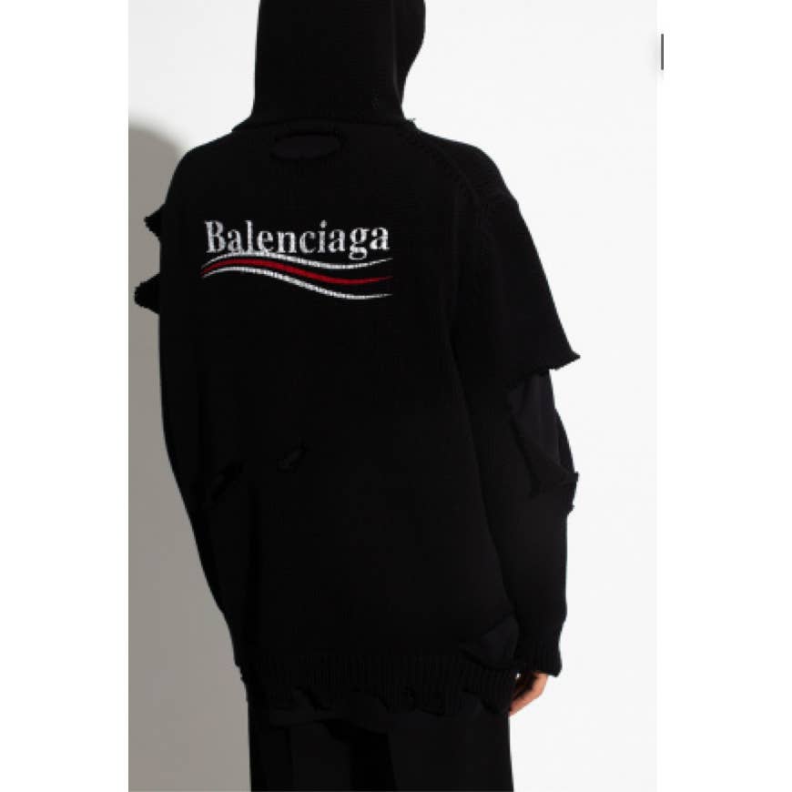 Balenciaga Black Double-Layered Campaign Logo Hoodie