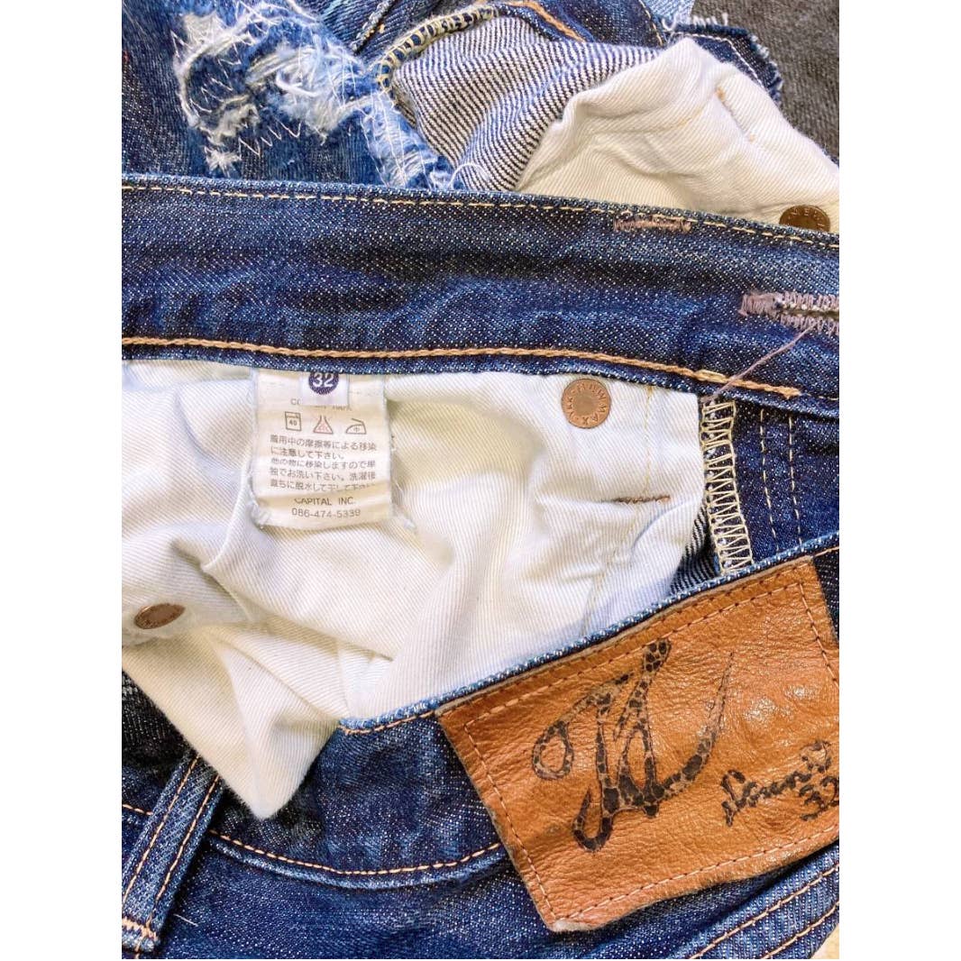 KAPITAL Genuine Indigo Boro Reconstructed Sashiko Remake Painted Denim